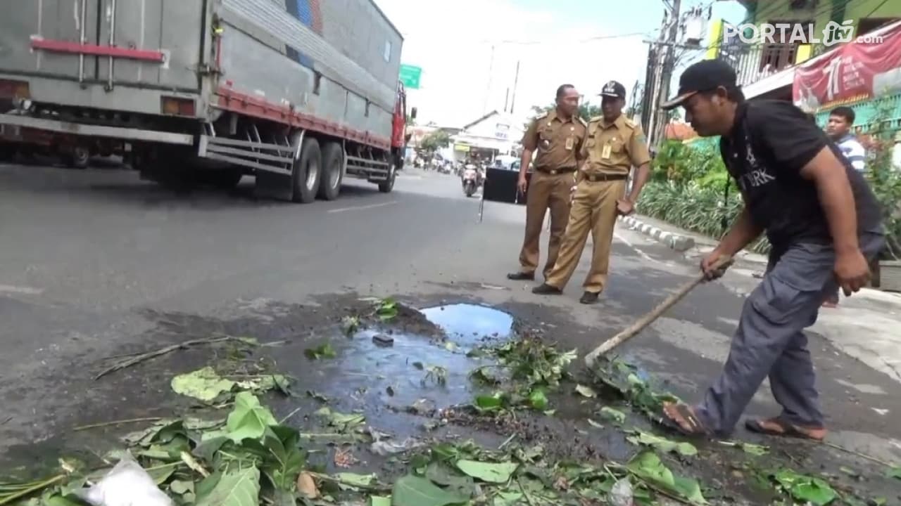 “Viral” Wisata Jeglongan 1000, Warga Tambal Jalan Dengan Daun dan Ranting