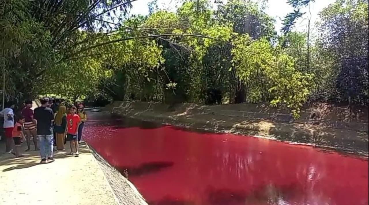 Terungkap, Air Sungai di Pamekasan Berwarna Merah Akibat Pembuangan Pewarna Batik