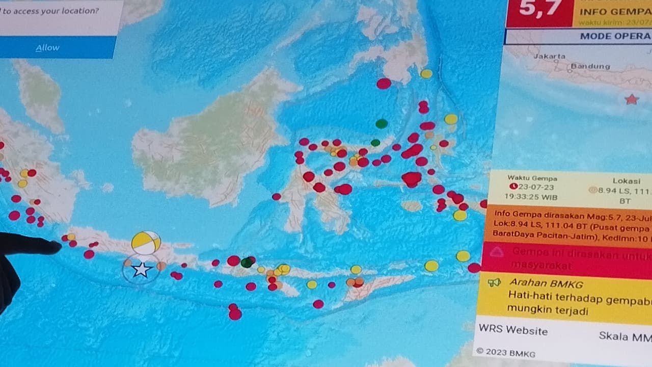 Gempa Magnitudo 5,7 Guncang Pacitan