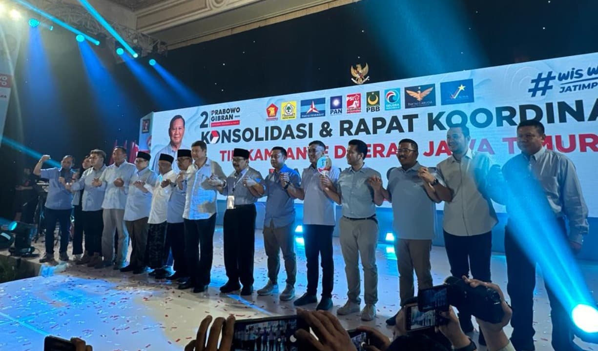 Konsolidasi Dihadiri Dua Gubernur Jatim, TKD Prabowo-Gibran Optimis Menang Satu Putaran