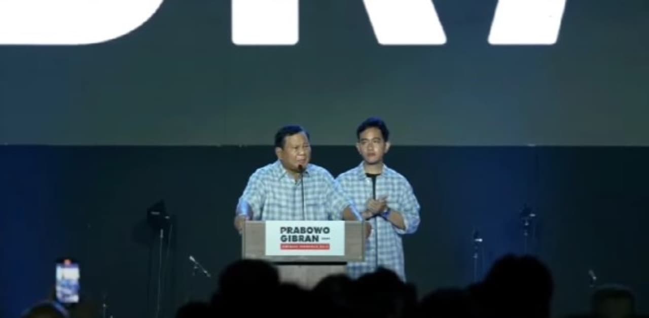 Pidato Lengkap Prabowo Subianto di Istora usai Unggul di Semua Hasil Quick Count Pilpres 2024
