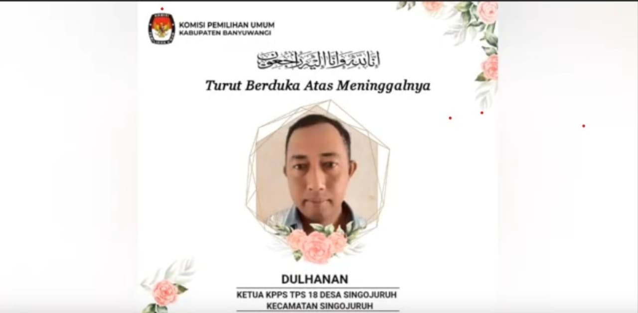 Diduga Kelelahan, Ketua KPPS Singojuruh Banyuwangi Meninggal Dunia