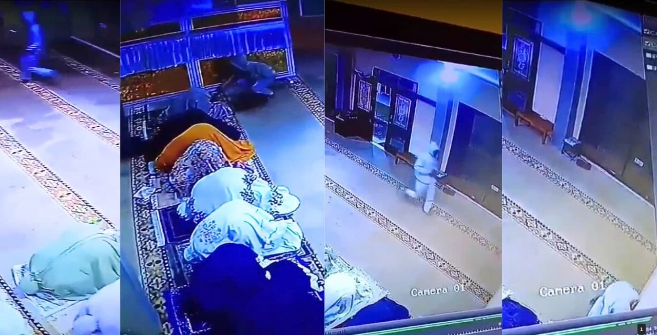 Maling Tas Jama'ah Masjid At-Taubah Terekam CCTV