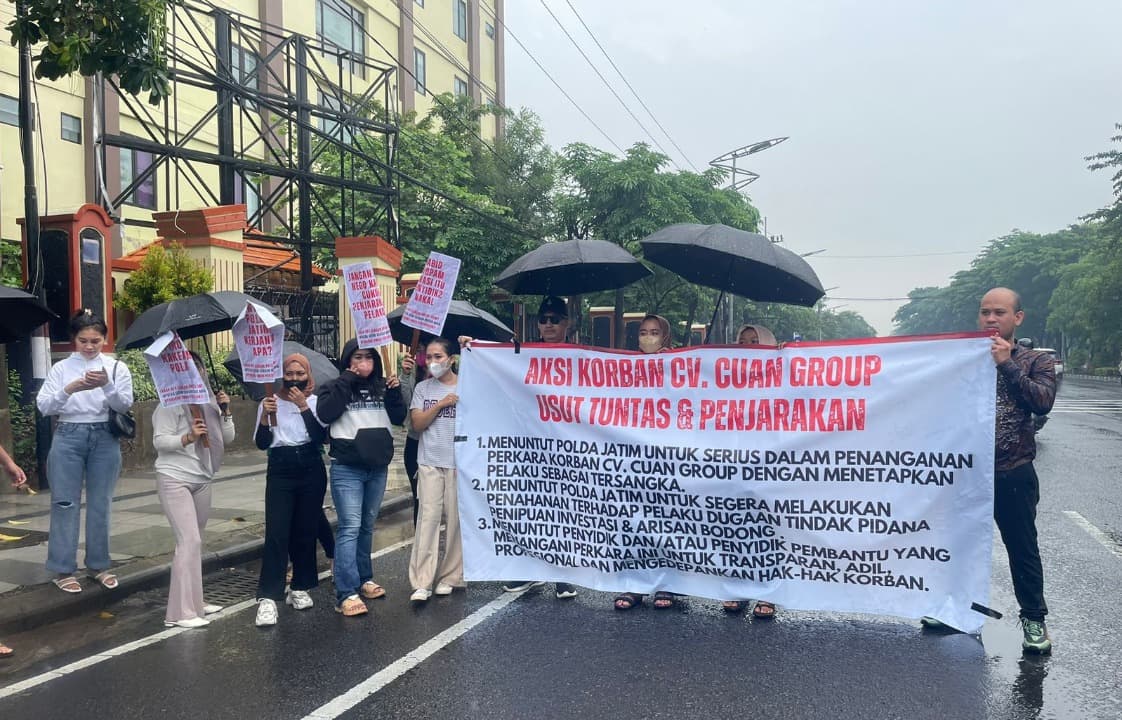 Blokade Jalan, Korban Investasi Cuan Group Minta Tiga Tersangka Ditahan