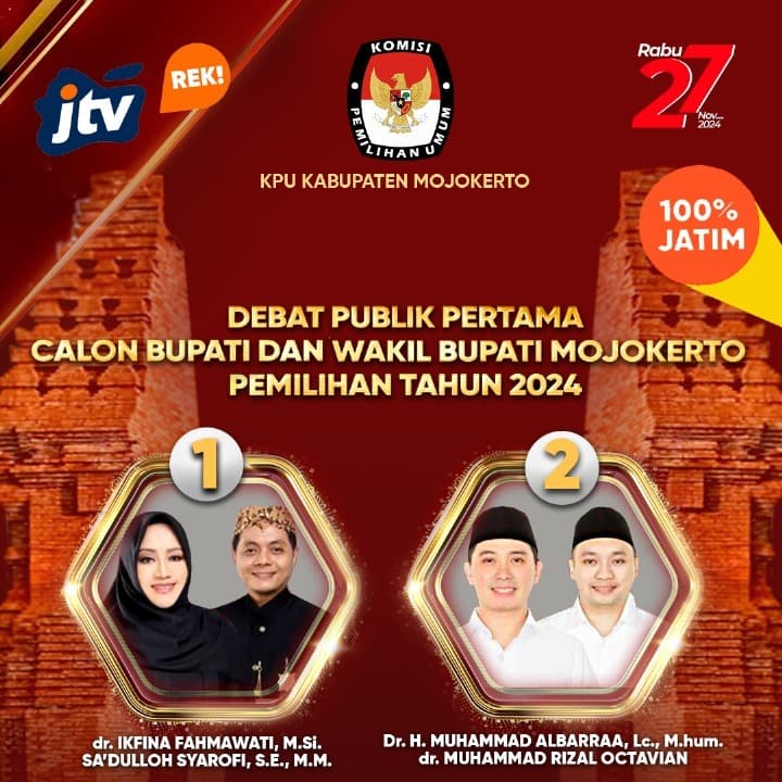 Debat Publik Perdana Pilbup Mojokerto Disiarkan Langsung Jtv