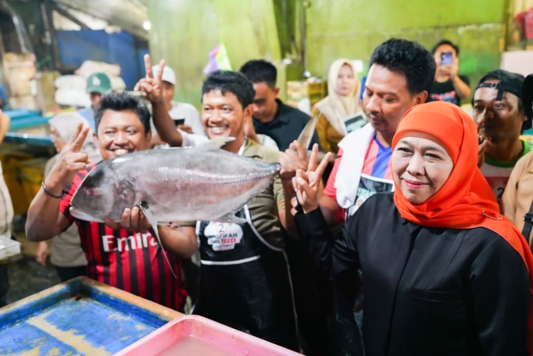 Pedagang Pasar Ikan Pabean Kompak Dukung Khofifah-Emil