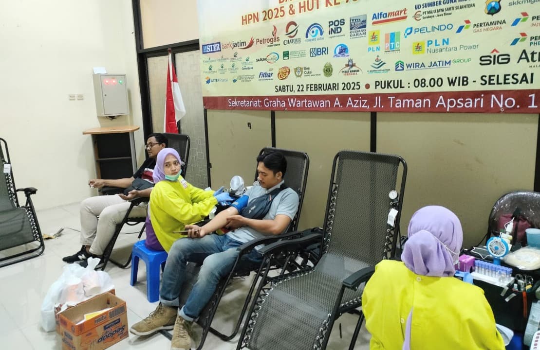 Rangkaian HPN 2025, PWI Jatim Sukses Gelar Donor Darah