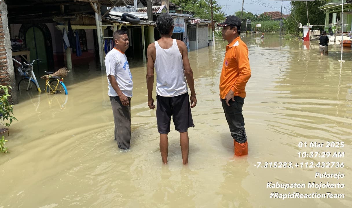 Kali Lamong Meluap, Ratusan Rumah di Dawarblandong Mojokerto Terendam Banjir