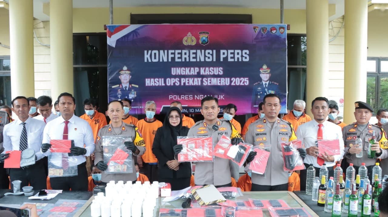 Polres Nganjuk Bongkar 148 Kasus dalam Operasi Pekat Semeru 2025