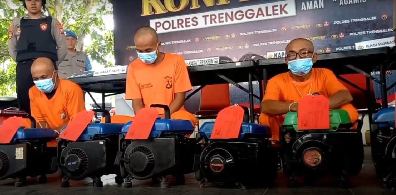 Polisi Tangkap Tiga Pelaku Pencurian Genset Kapal Motor Nelayan Trenggalek