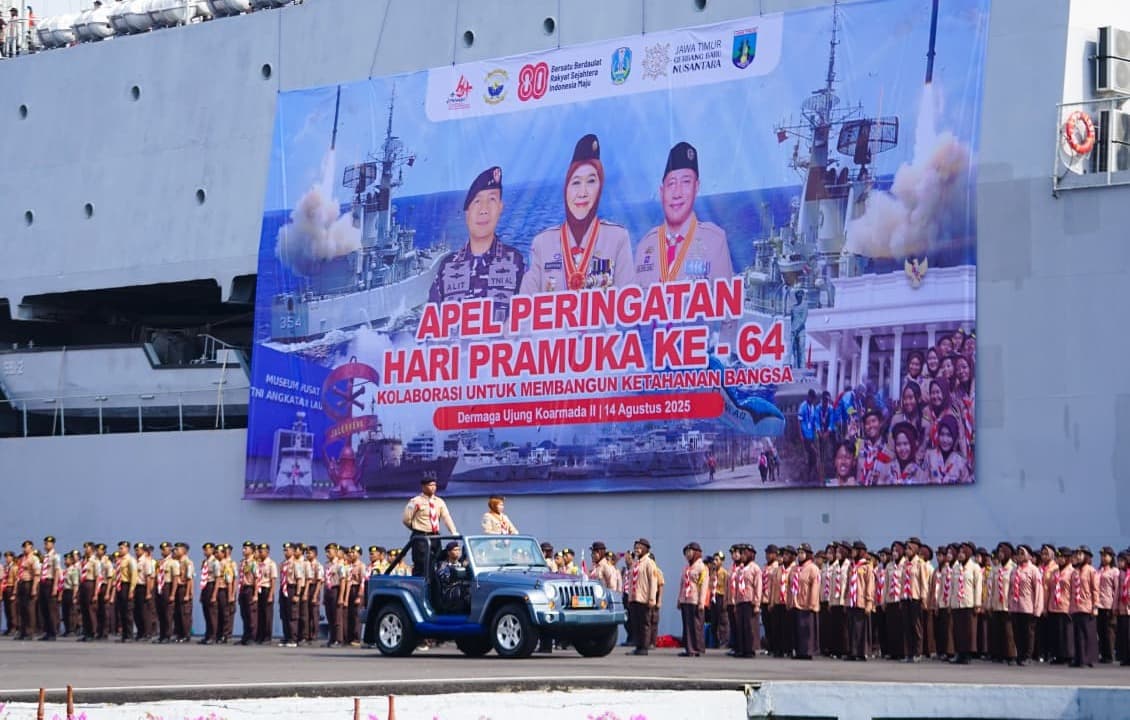Hari Pramuka Ke-64, Gubernur Khofifah Ajak Pramuka Jatim Wujudkan Ketahanan Bangsa