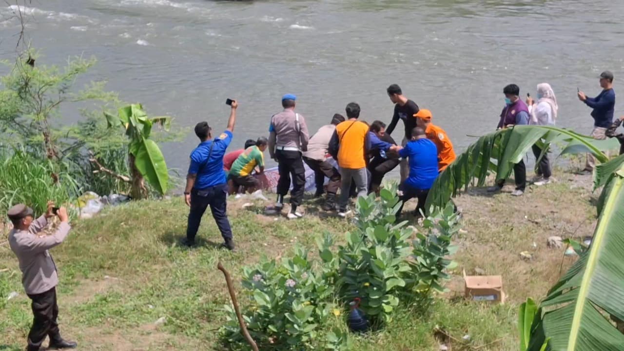 Bangkai Sapi Terdampar di Sungai Brantas Tulungagung, Damkar Turun Tangan