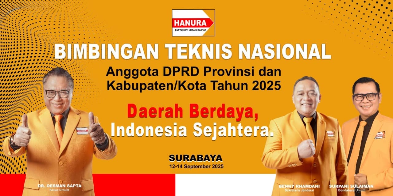 Partai Hanura Akan Gelar Bimtek Keliling Nasional Serentak di 3 Lokasi