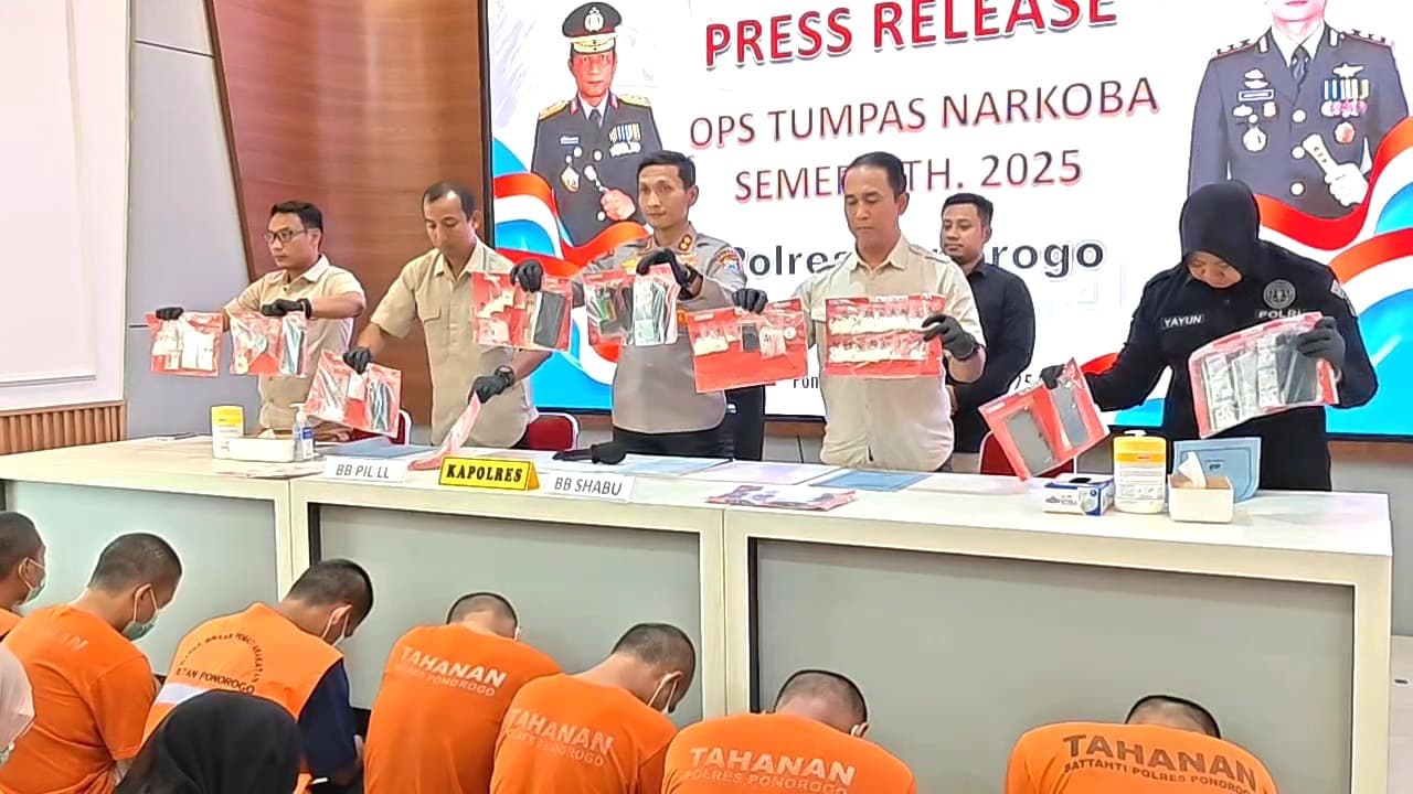 Polres Ponorogo Ungkap 9 Kasus Narkoba, 2 Diantaranya Residivis