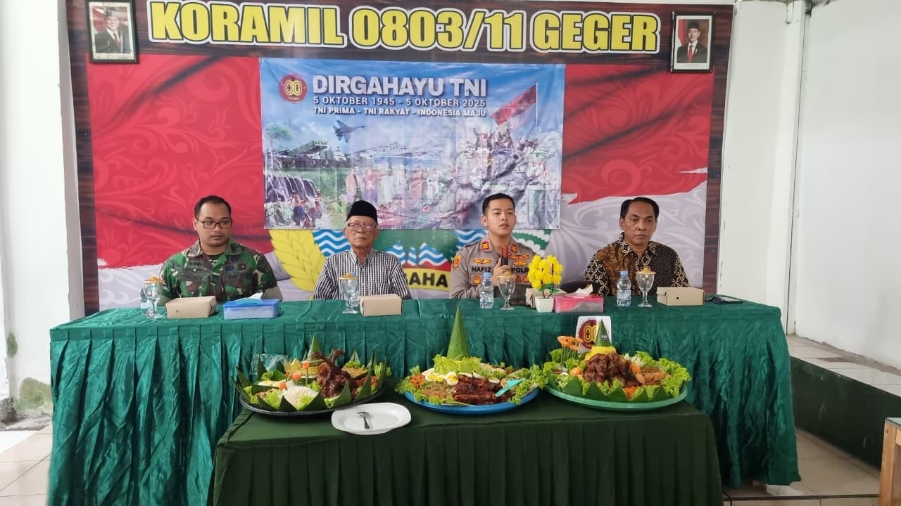 Sinergi TNI–Polri, Polsek Geger Rayakan HUT TNI ke-80 di Koramil Madiun