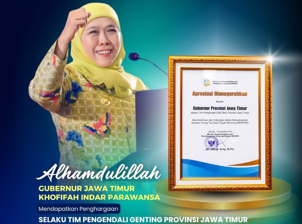 Komitmen Turunkan Stunting, Gubernur Khofifah Raih Penghargaan BKKBN