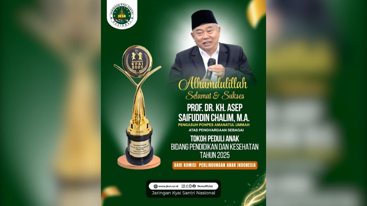 KH. Asep Saifuddin Chalim Raih Penghargaan Tokoh Peduli Anak Bidang Pendidikan dan Kesehatan dari KPAI