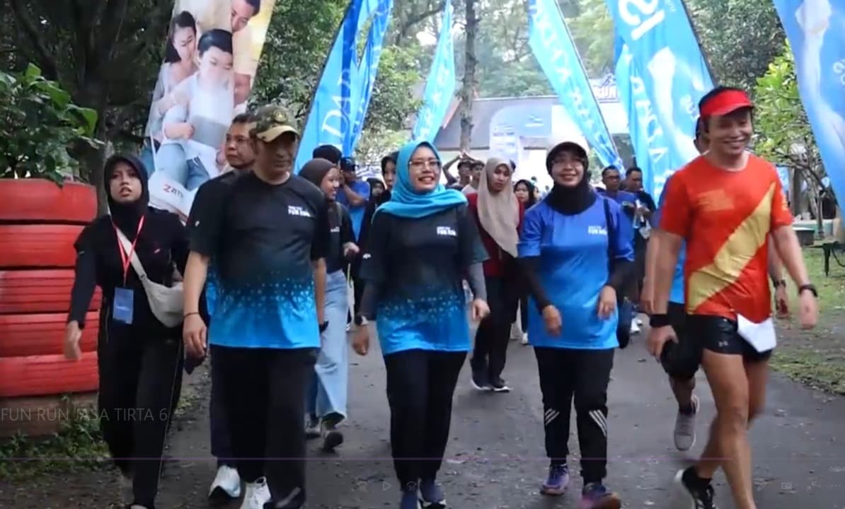 Ribuan Peserta Mengikuti Fun Run Yang di Gelar PJT 1 Di bendung gerak Waru Turi Kediri