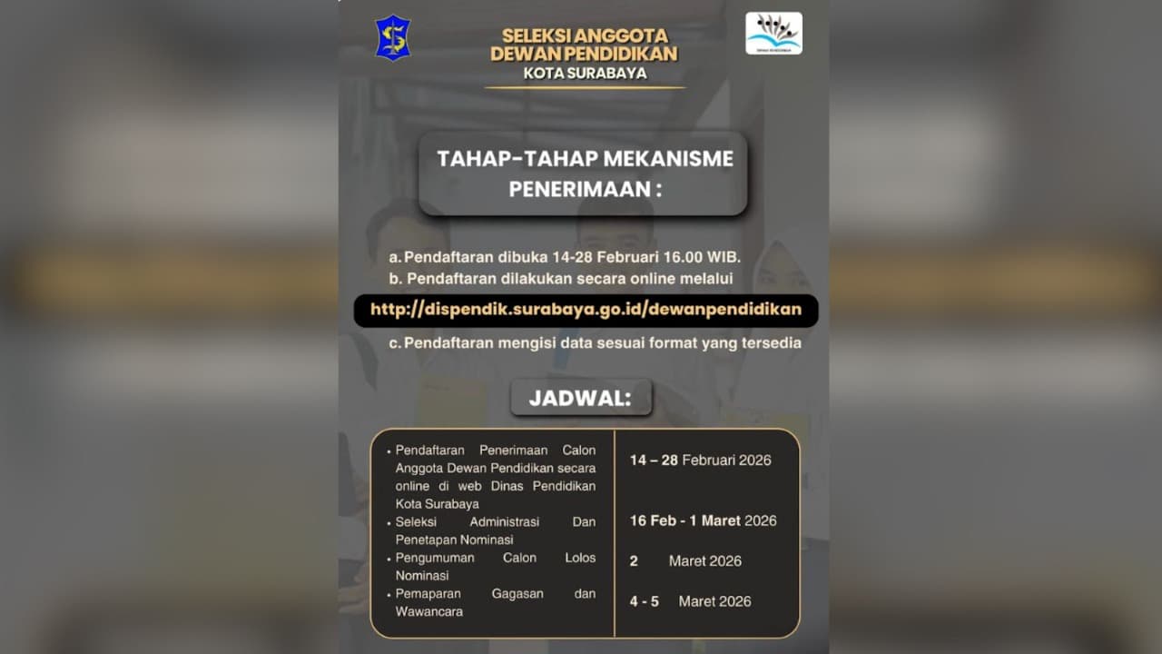 Pemkot Surabaya Buka Seleksi Dewan Pendidikan 2026–2030