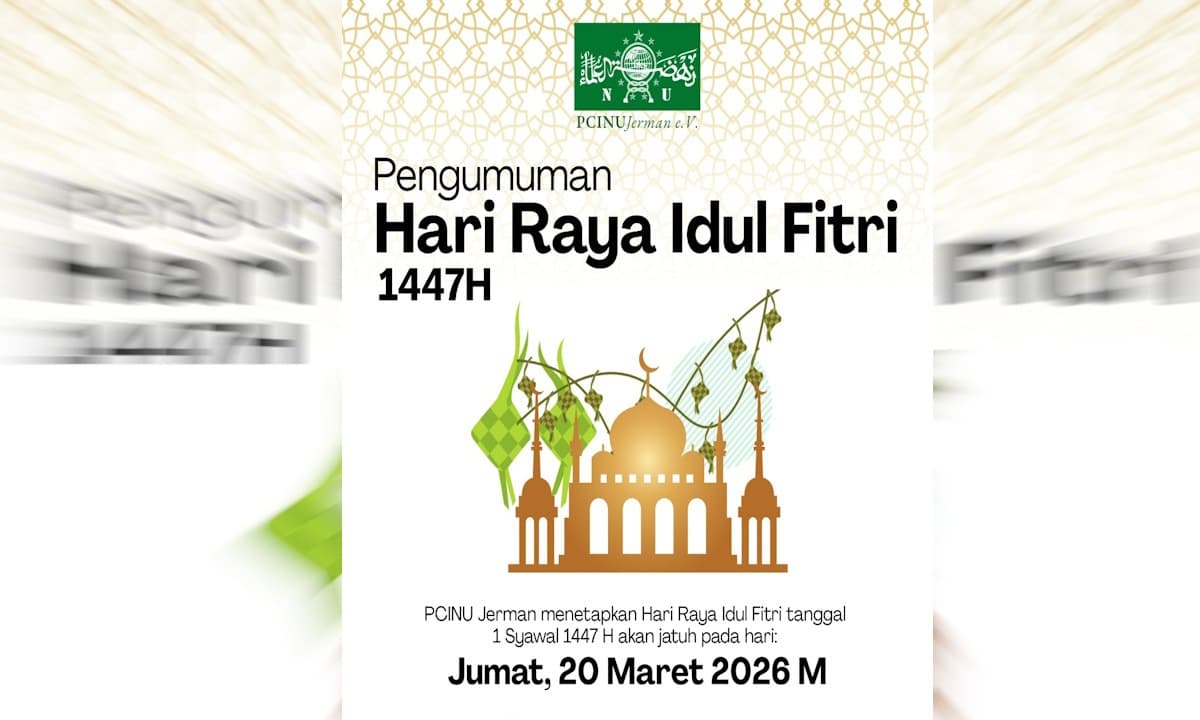 PCINU Jerman Tetapkan 1 Syawal 1447 H Jatuh pada 20 Maret 2026