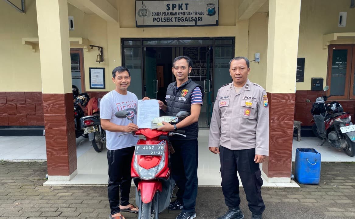 Sumringah, Sepeda Motor Warga Tegalsari Banyuwangi yang Hilang Kembali Ditemukan Saat Polisi Gelar Patroli