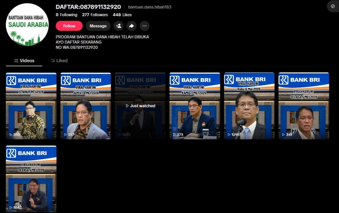 BRI Tegaskan Informasi Bantuan Dana Hibah dan KUR Online di Media Sosial adalah Hoaks