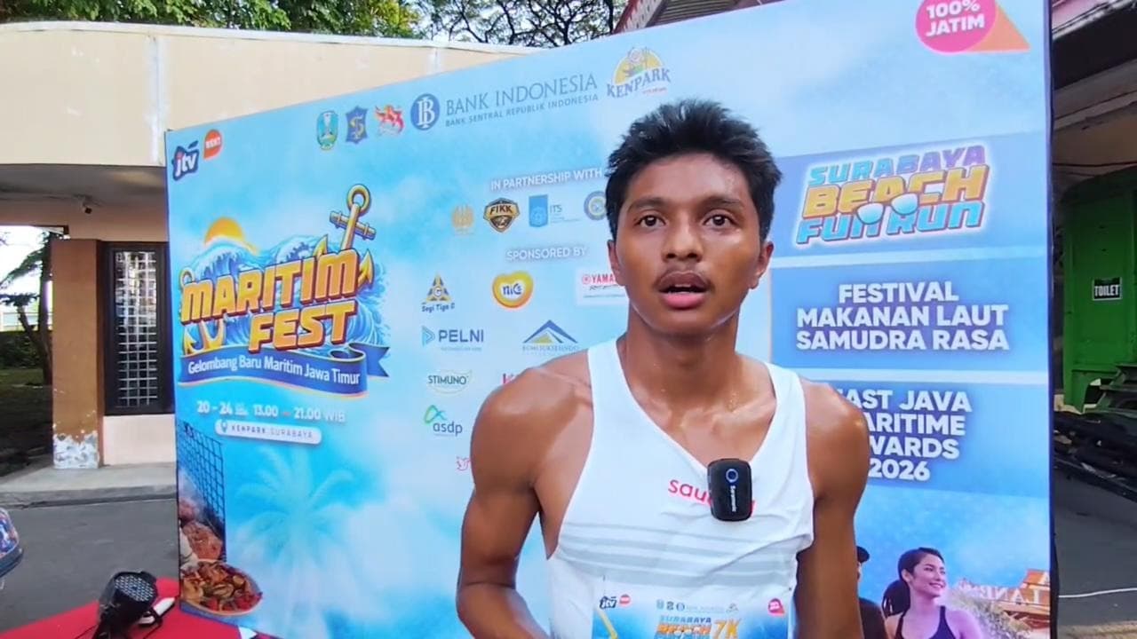 Bripda Muzhab Anggota Ditpolairud Polda Jatim Raih Juara 2 Surabaya Beach Fun Run 7K