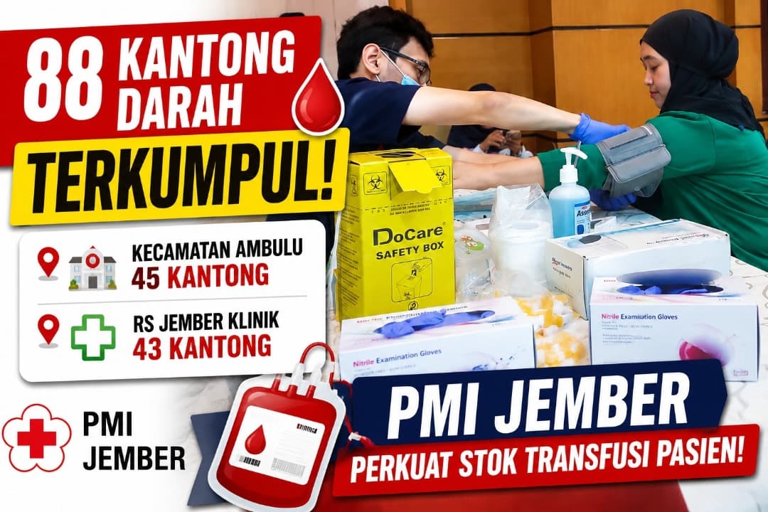 PMI Jember Himpun 88 Kantong Darah dari Ambulu dan RSU Jember Klinik