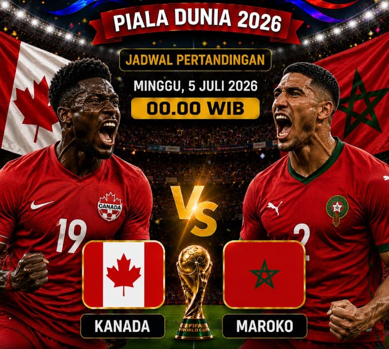 Maroko Hentikan Langkah Kanada, Menang Telak 3-0 dan Lolos ke Perempat Final Piala Dunia 2026