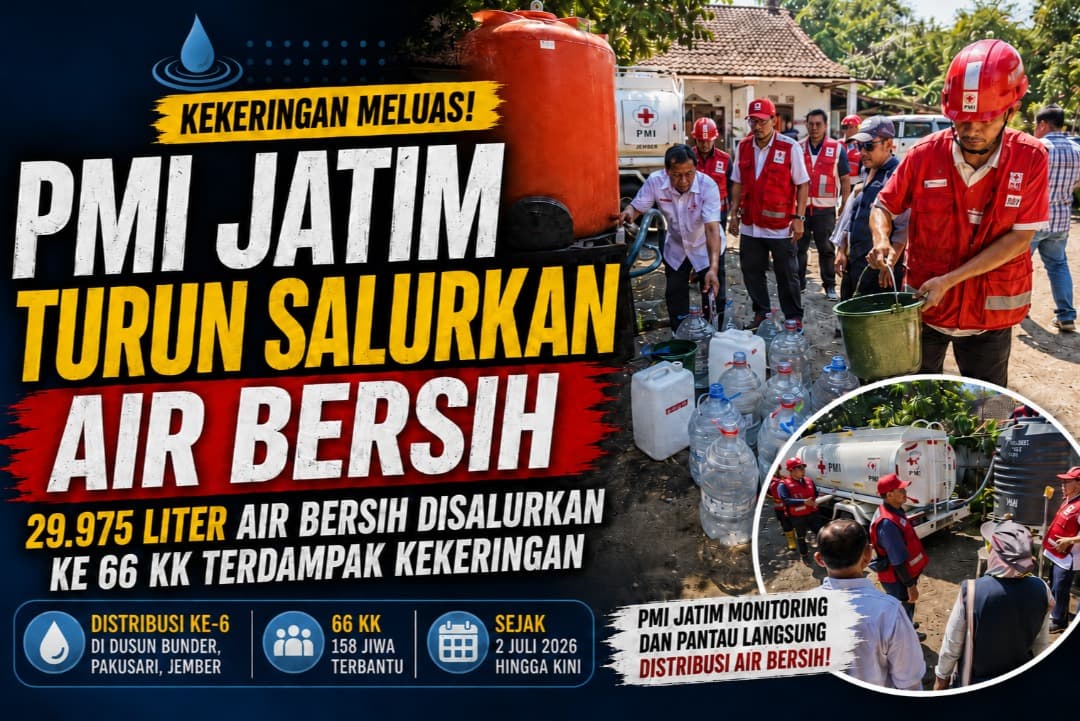 Kekeringan Jember Meluas, PMI Jatim Turun Salurkan Air Bersih