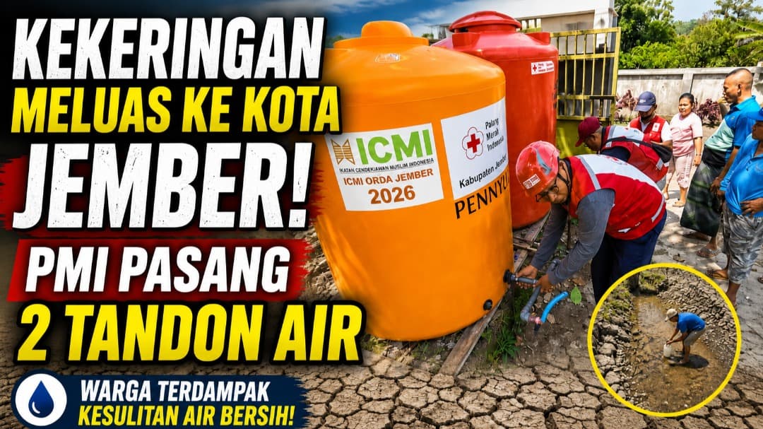 Kekeringan Meluas ke Kawasan Kota Jember, PMI Pasang Dua Tandon Air