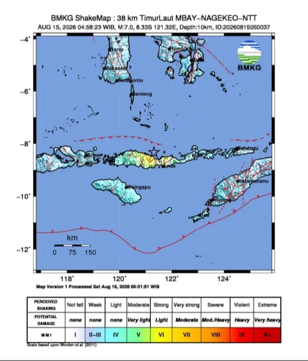 Gempa Magnitudo 7,7 Guncang Flores NTT : Peringatan Tsunami Sudah Dicabut