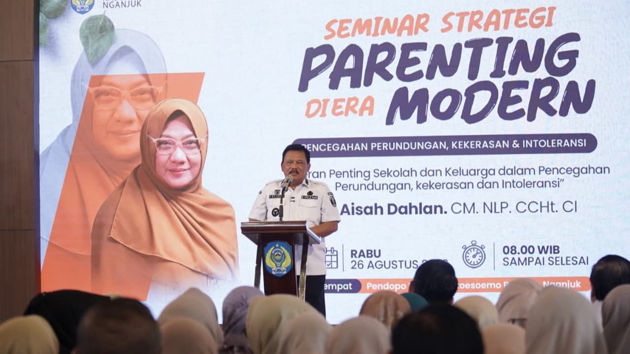 Wujudkan Ruang Belajar Bebas Perundungan, Bupati Nganjuk Buka Seminar Pakar Neuroparenting dr. Aisah Dahlan