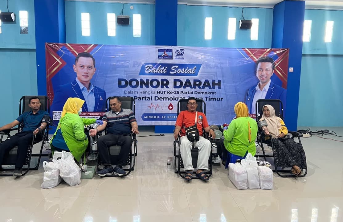 Peringati HUT ke-25, Partai Demokrat Gelar Donor Darah Serentak di 38 DPC se-Jatim