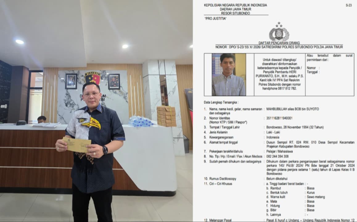 Polres Situbondo Tetapkan BOB Tersangka Perkosaan Kacab BUMN sebagai DPO