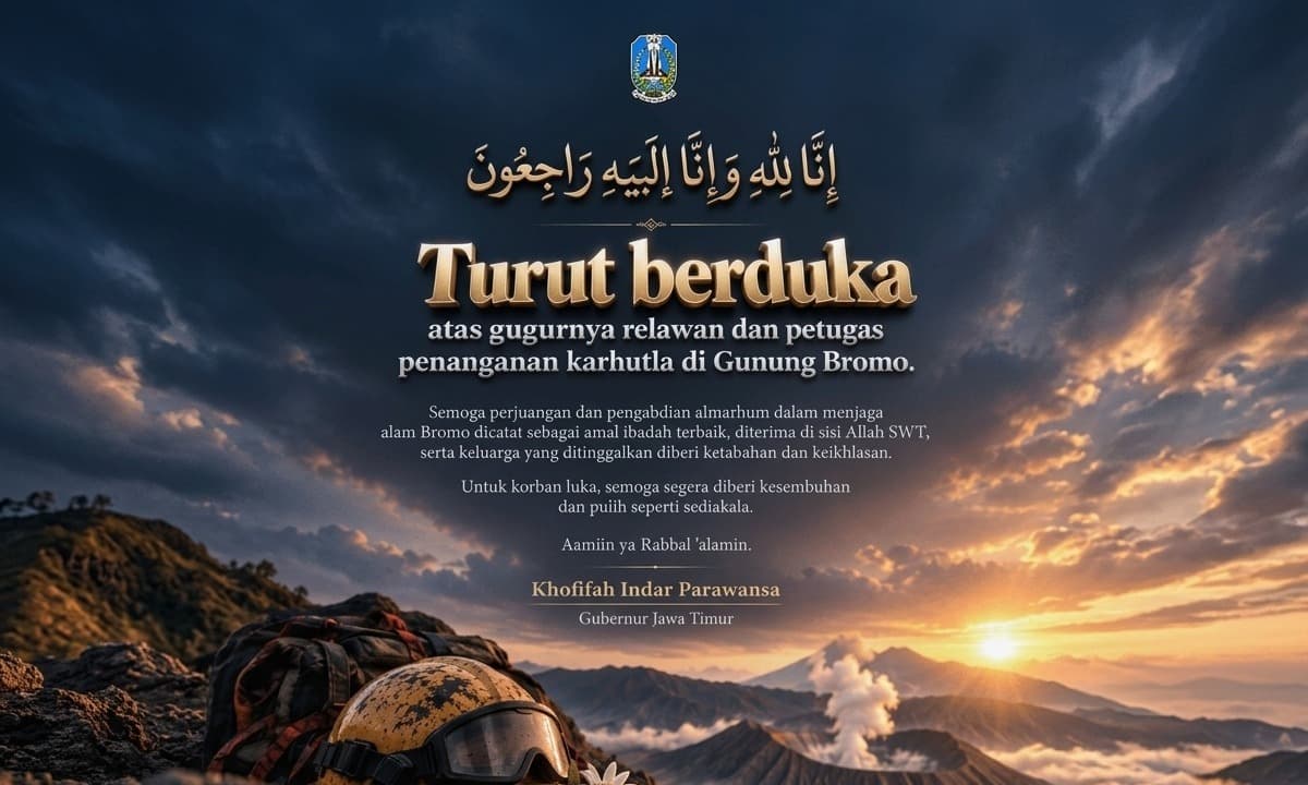 Gubernur Khofifah Sampaikan Duka Mendalam atas Gugurnya Empat Orang dalam Pemadaman Karhutla Bromo