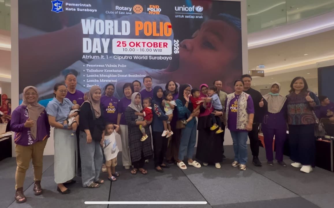 World Polio Day 2026, Rotary Clubs of East Java Ajak Lindungi Anak dari Ancaman Polio