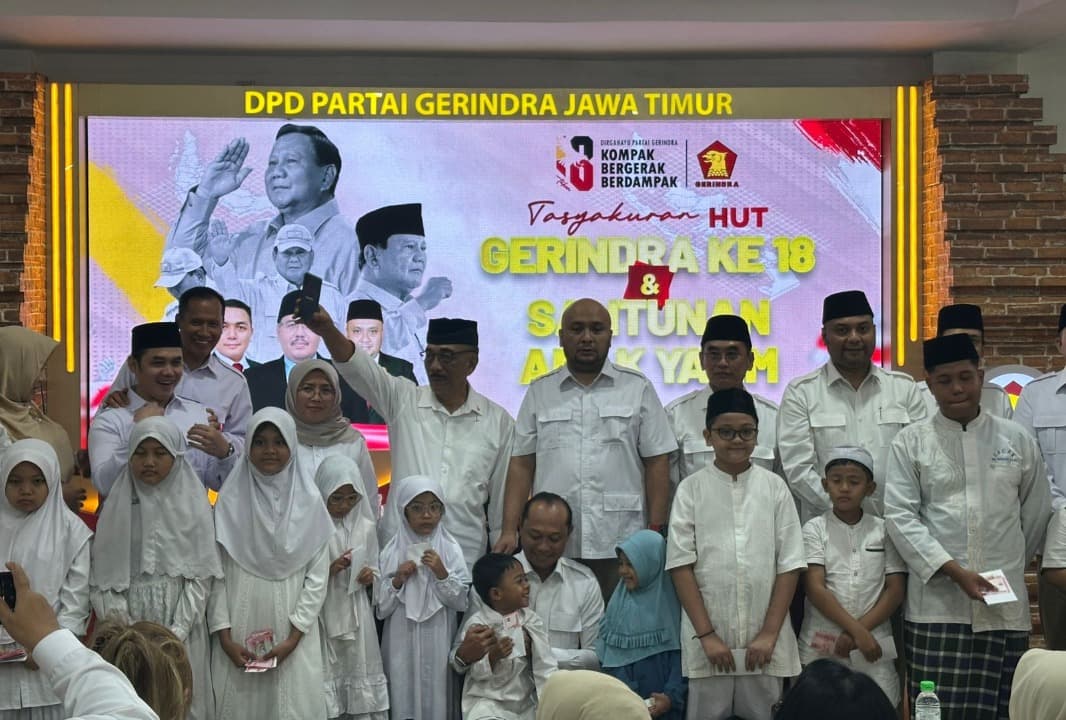 Rayakan HUT ke-18, Gerindra Jatim Dorong Kader Atasi Persoalan Masyarakat