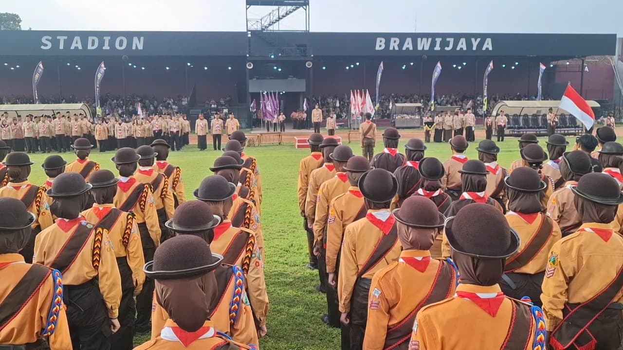 1.000 Anggota Dilantik Jadi Pramuka Garuda, Stadion Brawijaya Dipenuhi Tunas Muda Berprestasi