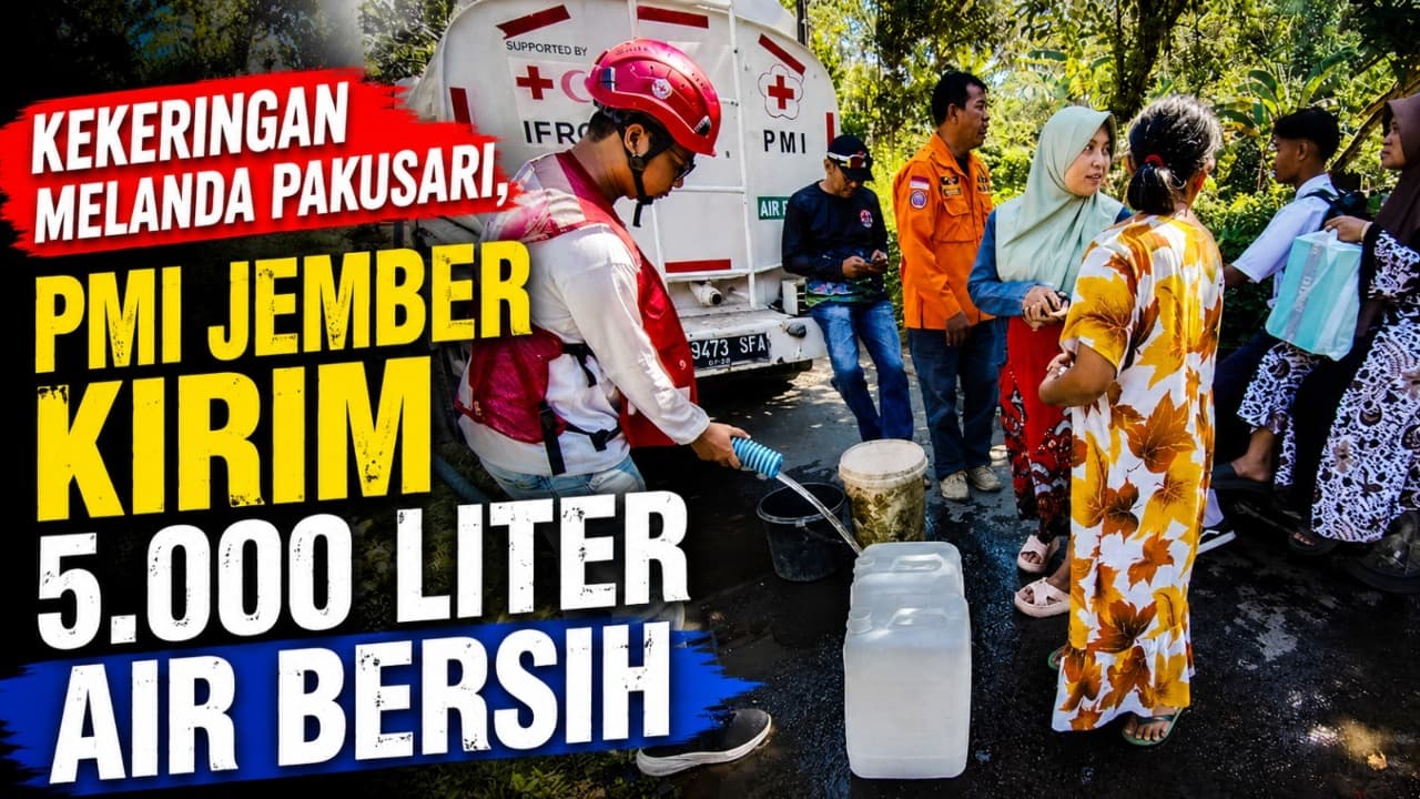 PMI Jember Salurkan 5.000 Liter Air Bersih untuk Warga Terdampak Kekeringan di Pakusari