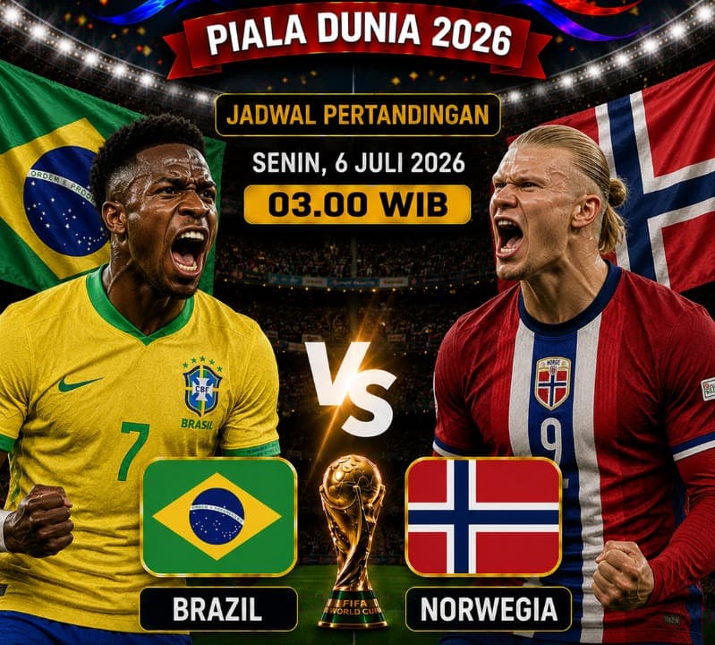 Haaland Bungkam Brasil! Norwegia Menang 2-1 dan Ukir Sejarah Lolos ke Perempat Final Piala Dunia 2026