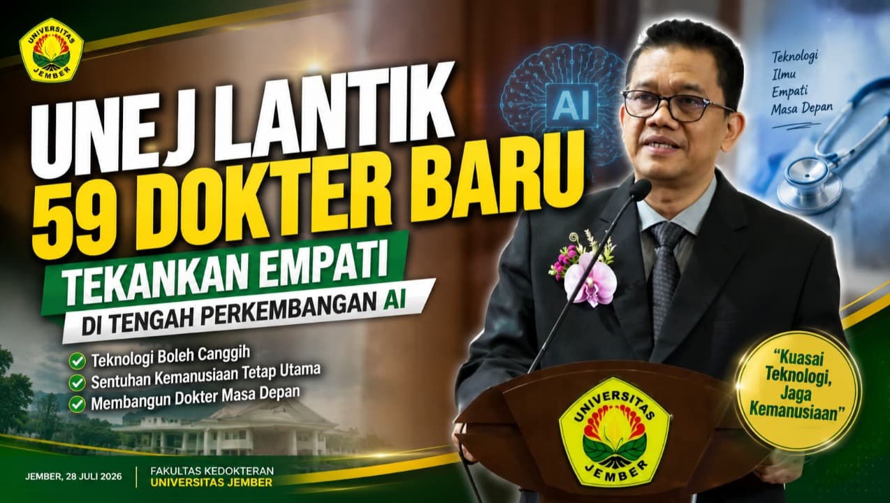 UNEJ Lantik 59 Dokter Baru, Tekankan Empati di Tengah Perkembangan AI