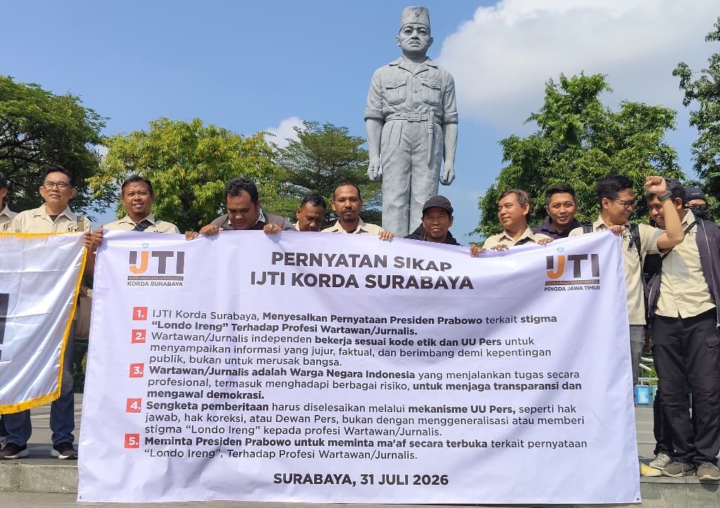 Sebut Wartawan Londo Ireng, IJTI Surabaya Desak Presiden Prabowo Minta Maaf
