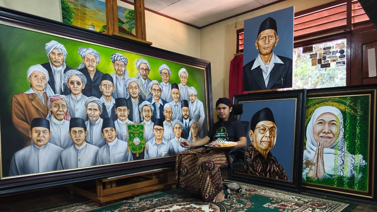 Lukisan Kolosal 25 Kiai Pendiri NU Meriahkan Muktamar ke-35 di Jombang