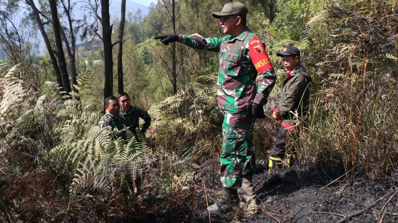 Danrem 083 Telusuri Tebing Terjal, Cek Sisa Bara Karhutla Bromo