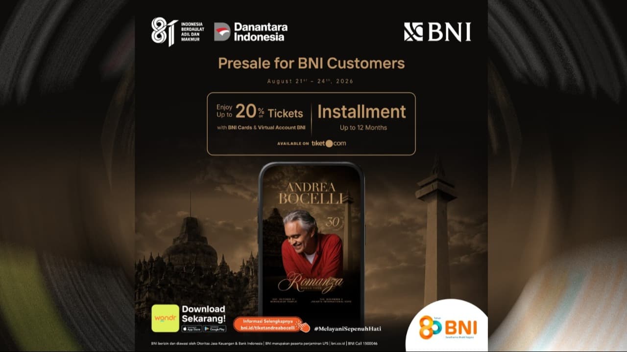 BNI Hadirkan Akses Eksklusif Menikmati Andrea Bocelli "Romanza" di Indonesia